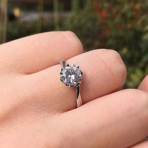 Dainty Gemstone CZ Elegant Silver Engagement Rings for Women, INDN8104 - Picture 7 of 7